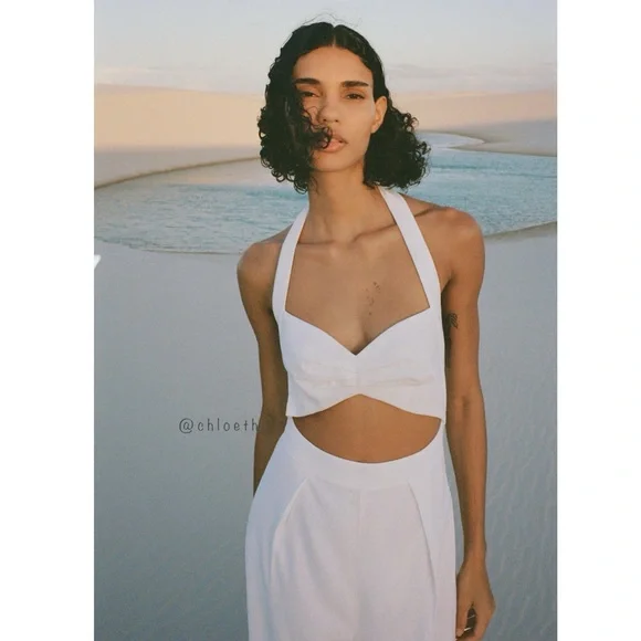 Zara LINEN BLEND CUT OUT JUMPSUIT